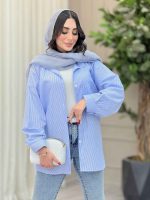 مانتو راه راه تک جیب مهلا کد 6365 - تصویر 22