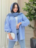 مانتو راه راه تک جیب مهلا کد 6365 - تصویر 5