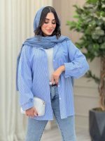 مانتو راه راه تک جیب مهلا کد 6365 - تصویر 18