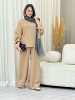 ست مانتو و شلوار آستین بند کد 6717