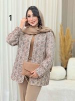 مانتو طرح دار مغزی دوزی 6730 - تصویر 6