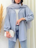 مانتو پانچ خط دار کد 6764