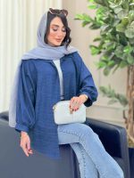 مانتو پانچ خط دار کد 6764 - تصویر 2