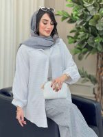 مانتو پانچ خط دار کد 6764 - تصویر 9