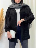 مانتو پانچ خط دار کد 6764 - تصویر 5