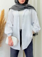 مانتو پانچ خط دار کد 6764 - تصویر 12