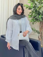 مانتو پانچ خط دار کد 6764 - تصویر 4