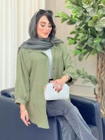 مانتو پانچ خط دار کد 6764 - تصویر 6