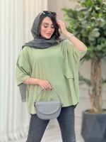 مانتو پانچ برش دار جیب نما کد 6732 - تصویر 4