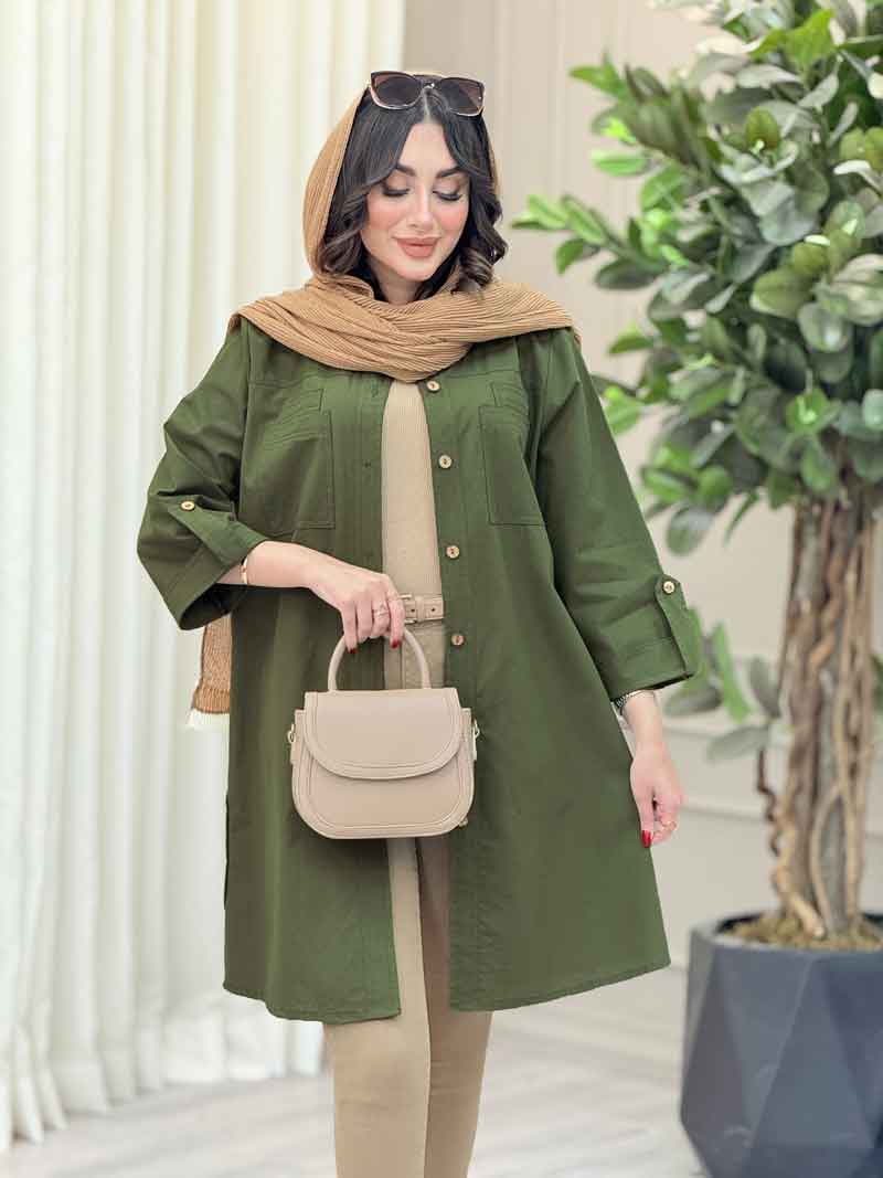 مانتو بغل سه دکمه جیب دوبل کد 6768 مانتو بغل سه دکمه جیب دوبل کد 6768