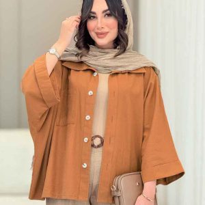 مانتو پانچ تک جیب پشت پیله کد 6743