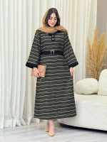پیراهن بلند یقه دو دکمه راه راه کد 6756 - تصویر 4