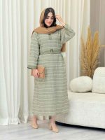 پیراهن بلند یقه دو دکمه راه راه کد 6756 - تصویر 10