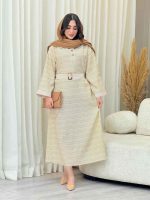 پیراهن بلند یقه دو دکمه راه راه کد 6756 - تصویر 3