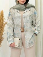 مانتو طرح دار تک جیب فریبا کد 6842 - تصویر 10