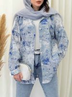 مانتو طرح دار تک جیب فریبا کد 6842 - تصویر 16