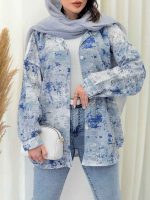 مانتو طرح دار تک جیب فریبا کد 6842 - تصویر 9