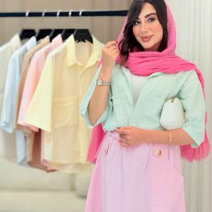 شومیز جیب دوبل پایین هلال کد 6817