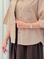 شومیز جیب دوبل پایین هلال کد 6817 - تصویر 7