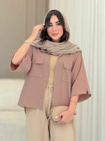 شومیز آستین دکمه چاک دار کد 6827 - تصویر 11