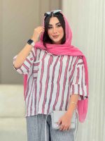 مانتو راه راه تک جیب جلو بسته کد 6828 - تصویر 9