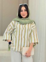 مانتو راه راه تک جیب جلو بسته کد 6828 - تصویر 14