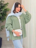 مانتو چین دار پایین هلال کد 6748 - تصویر 9