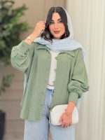 مانتو چین دار پایین هلال کد 6748 - تصویر 4