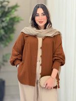 مانتو چین دار پایین هلال کد 6748 - تصویر 7