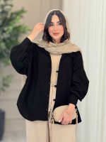 مانتو چین دار پایین هلال کد 6748 - تصویر 6