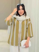 شومیز آستین پاکتی طرح راه راه کد 6788 - تصویر 25
