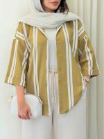 شومیز آستین پاکتی طرح راه راه کد 6788 - تصویر 6