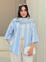 شومیز آستین پاکتی طرح راه راه کد 6788 - تصویر 19