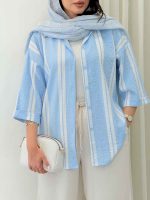 شومیز آستین پاکتی طرح راه راه کد 6788 - تصویر 13