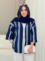 شومیز آستین پاکتی طرح راه راه کد 6788 - تصویر 24