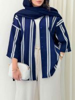 شومیز آستین پاکتی طرح راه راه کد 6788 - تصویر 12