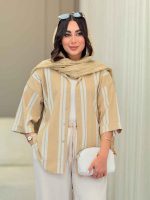 شومیز آستین پاکتی طرح راه راه کد 6788 - تصویر 14
