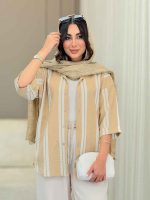 شومیز آستین پاکتی طرح راه راه کد 6788 - تصویر 11