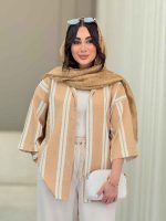 شومیز آستین پاکتی طرح راه راه کد 6788 - تصویر 9
