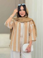 شومیز آستین پاکتی طرح راه راه کد 6788 - تصویر 3