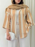 شومیز آستین پاکتی طرح راه راه کد 6788 - تصویر 17