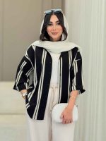 شومیز آستین پاکتی طرح راه راه کد 6788 - تصویر 16