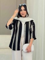 شومیز آستین پاکتی طرح راه راه کد 6788 - تصویر 8