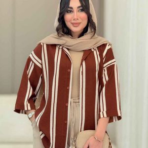 شومیز آستین پاکتی طرح راه راه کد 6788