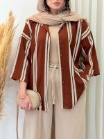 شومیز آستین پاکتی طرح راه راه کد 6788 - تصویر 7