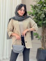 مانتو دو دکمه آستین پاگن آرنیکا کد 6830 - تصویر 9