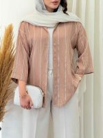 مانتو راه راه شاین دار کد 6787 - تصویر 5