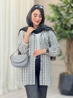 مانتو راه راه سرجیب دوبل کد 6867 - تصویر 11