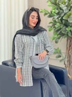 مانتو راه راه سرجیب دوبل کد 6867 - تصویر 8