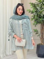 مانتو راه راه سرجیب دوبل کد 6867 - تصویر 6